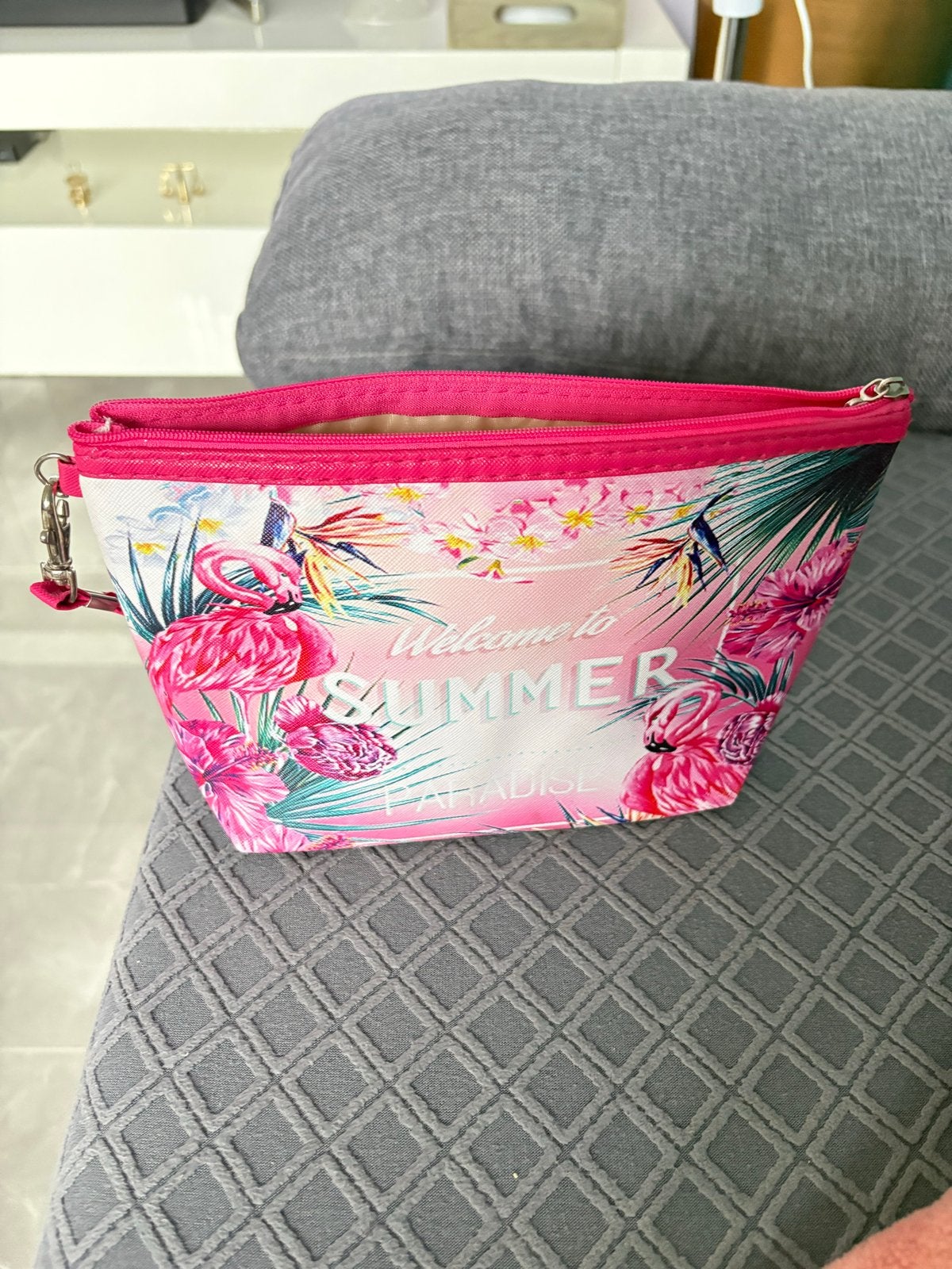 Zomerse Make-up Tas met Flamingo's - Mallorca Editie, Sieraden, Tassen en Uiterlijk, Ophalen of Verzenden, Zo goed als nieuw, Roze