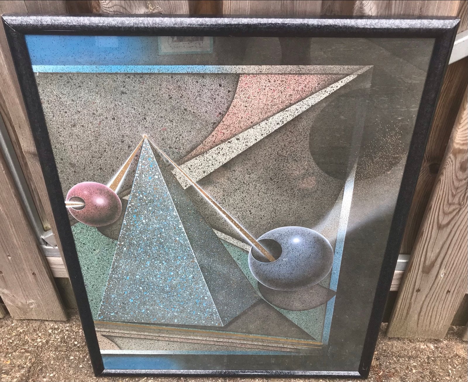 Abstracte Giclée Print met 3D-effect en geometrische vormen, Antiek en Kunst, Ophalen, Abstract, Giclée, 3D-effect