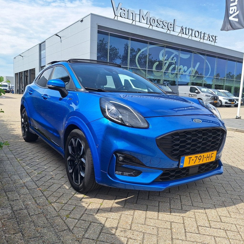Ford Puma 1.0 EcoBoost Hybrid ST-Line X Ged. Lederenbekledin, Auto's, Ford, 12 maanden, 125 pk, Blauw, Leder en Stof