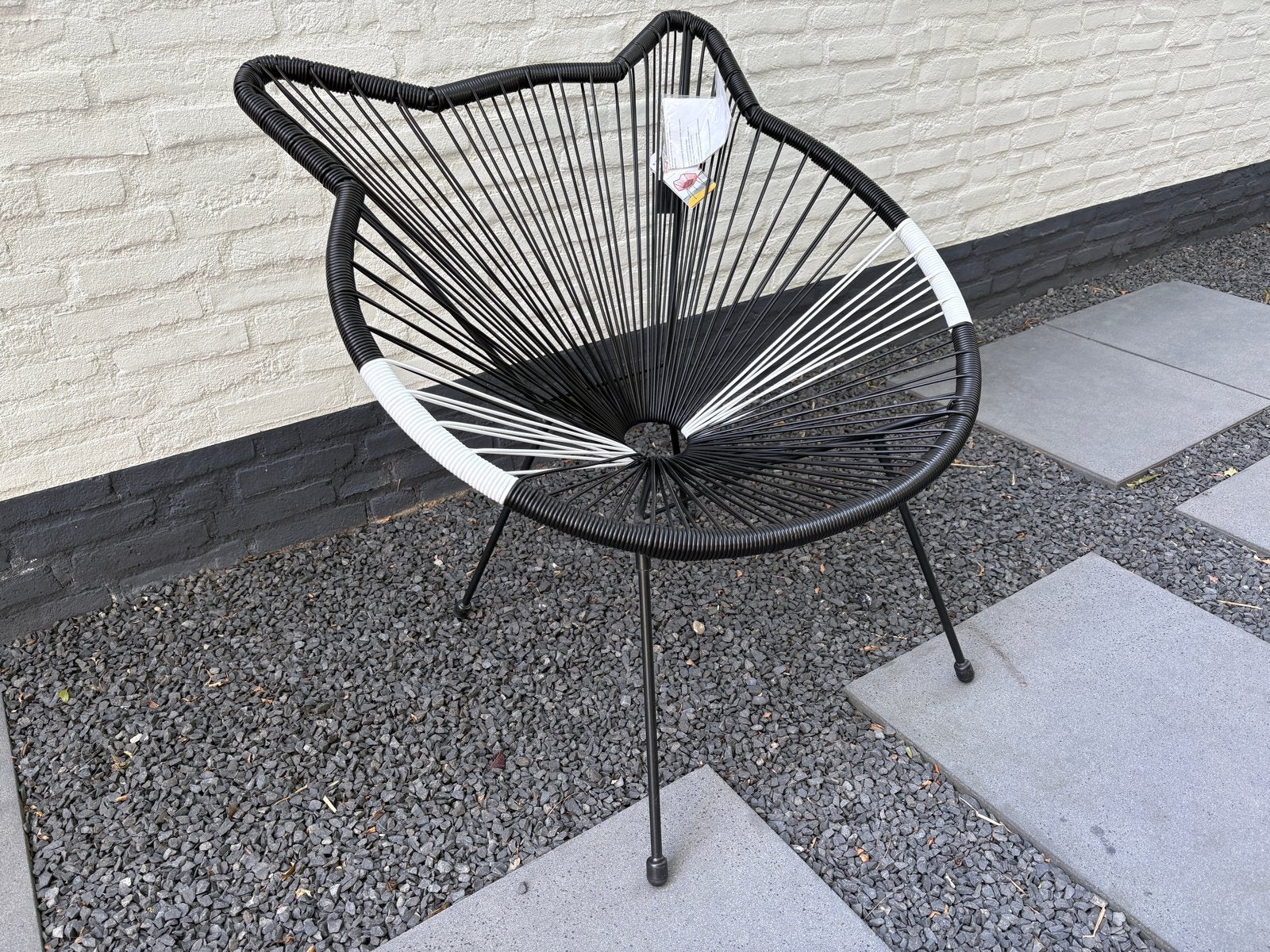 Acapulco Armchair Cat - Zwart/Wit Design Stoel, Huis en Inrichting, Stoelen, Ophalen, Zwart, Nieuw, Metaal