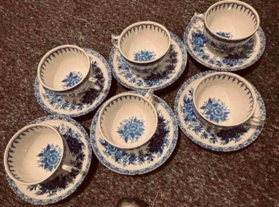 Prachtig onbeschadigd Blue Cathay vintage koffieservies, Ophalen of Verzenden