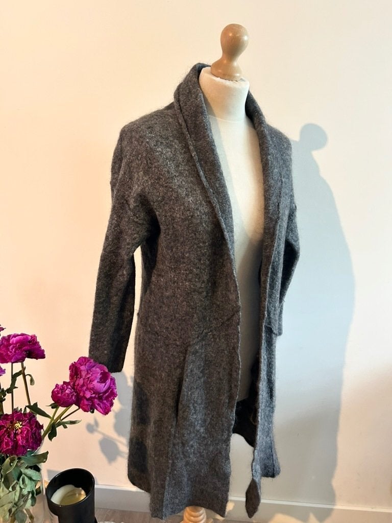 Yaya woman maat L grijs wollen midi lang vest 3319, Maat 42/44 (L), Ophalen of Verzenden, Zo goed als nieuw, Yaya woman