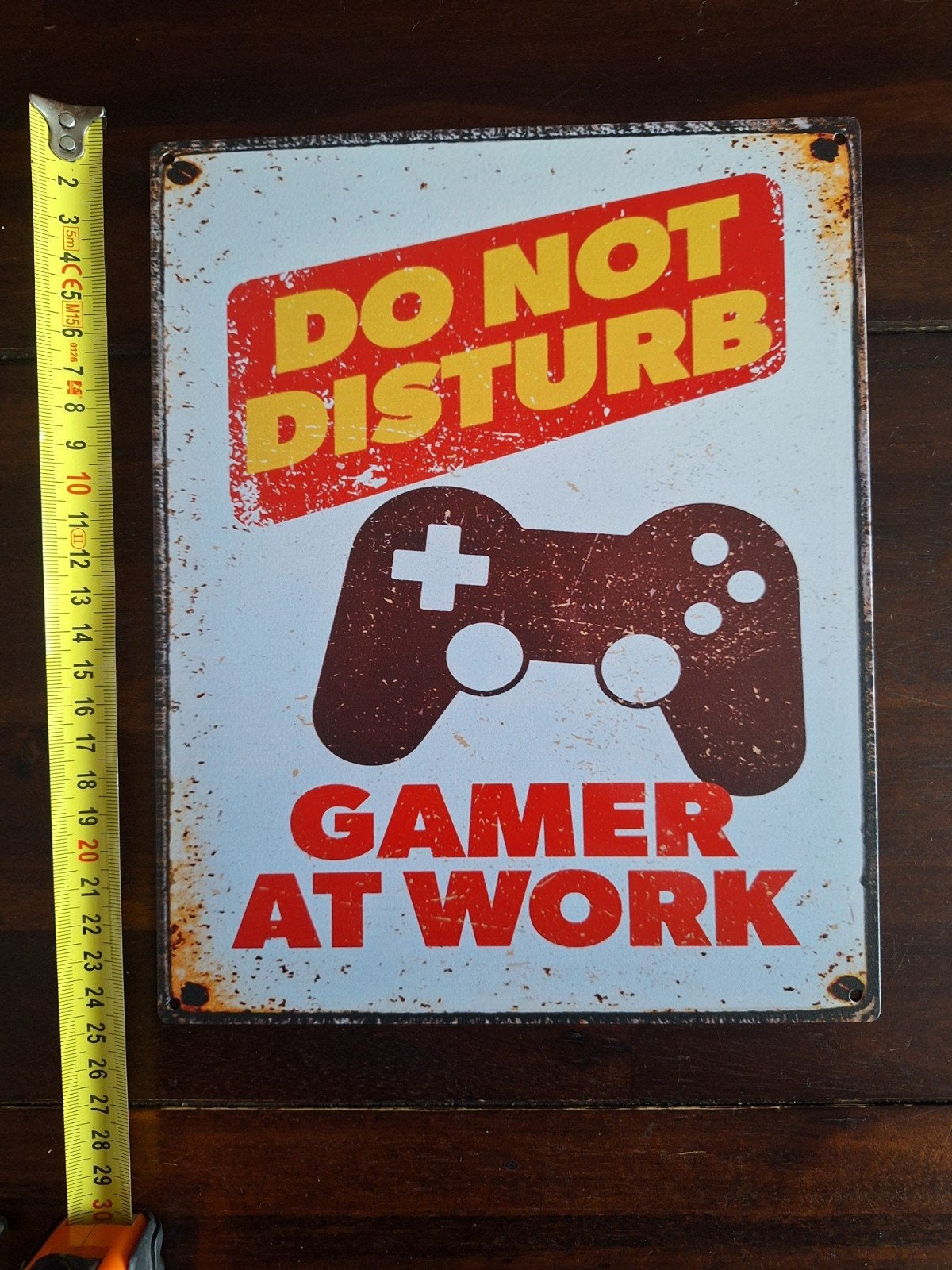 Metalen Bord "Do Not Disturb Gamer At Work" 25x20cm, Meerkleurig, Ophalen of Verzenden, Zo goed als nieuw, Metaal
