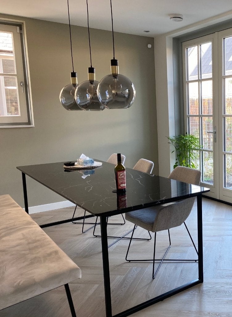 Marmeren eettafel (Nero Marquina zwart), Huis en Inrichting, Tafels | Eettafels, Ophalen, Overige materialen, 50 tot 100 cm, Vijf personen of meer