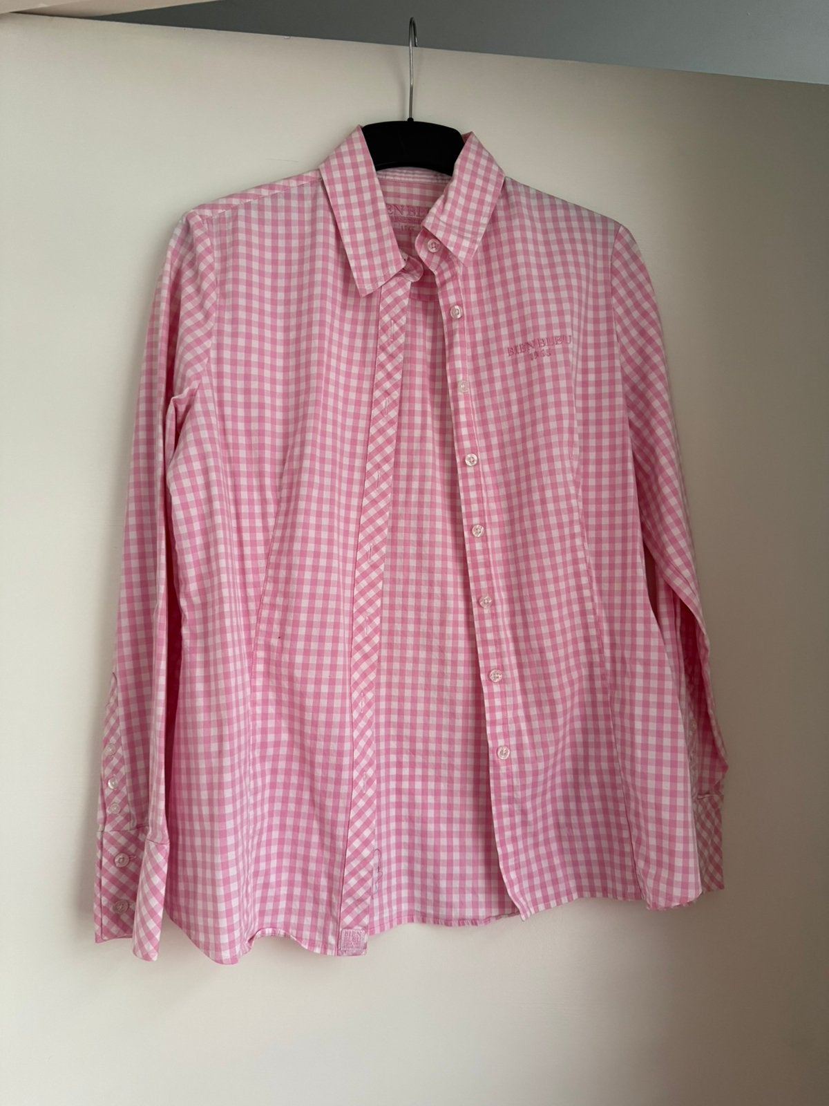 Rozewit geblokte blouse van BIEN BlEU maat L, Verzenden, Gedragen, Maat 42/44 (L), Roze