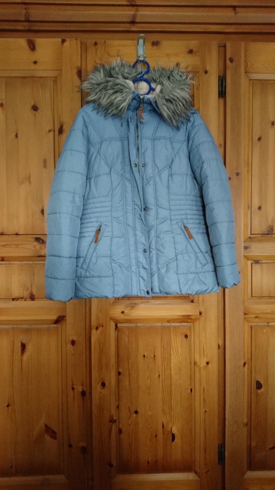 District gewatteerde winterjas - Ijsblauw - Maat 40, Kleding | Dames, Maat 38/40 (M), Blauw, Ophalen of Verzenden, Zo goed als nieuw