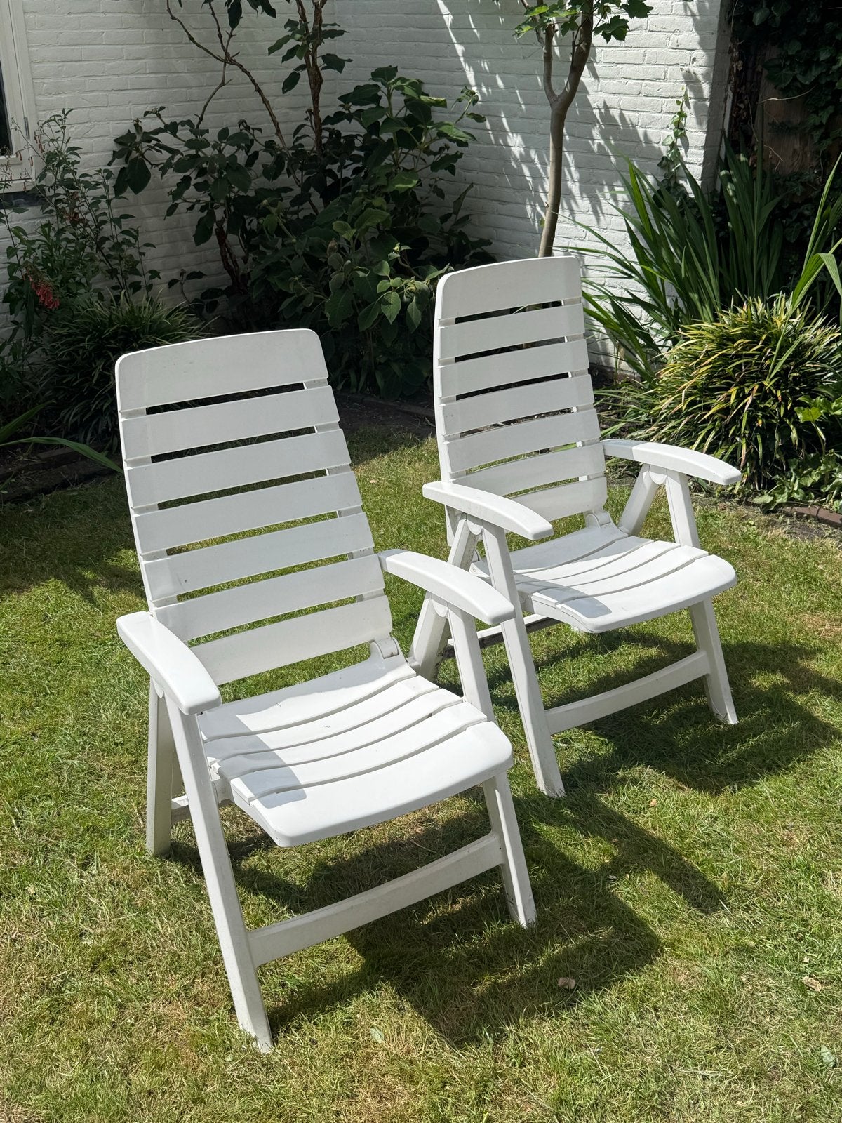 Hartman Tuinstoelen - Wit, Verstelbaar, Ophalen of Verzenden, Gebruikt, Kunststof, Verstelbaar