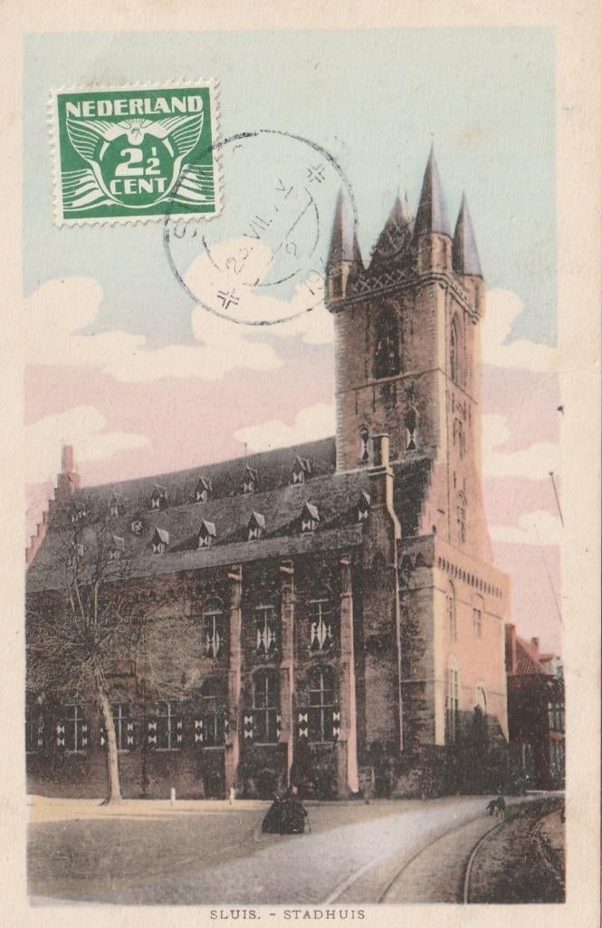 SLUIS Stadhuis 1940, Verzamelen, Ansichtkaarten | Nederland, Zeeland, 1920 tot 1940, Verzenden