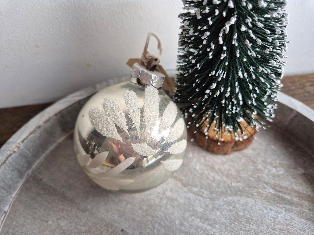 Vintage kerstbal zilver bloem 39, *, Gebruikt, *, Ophalen of Verzenden