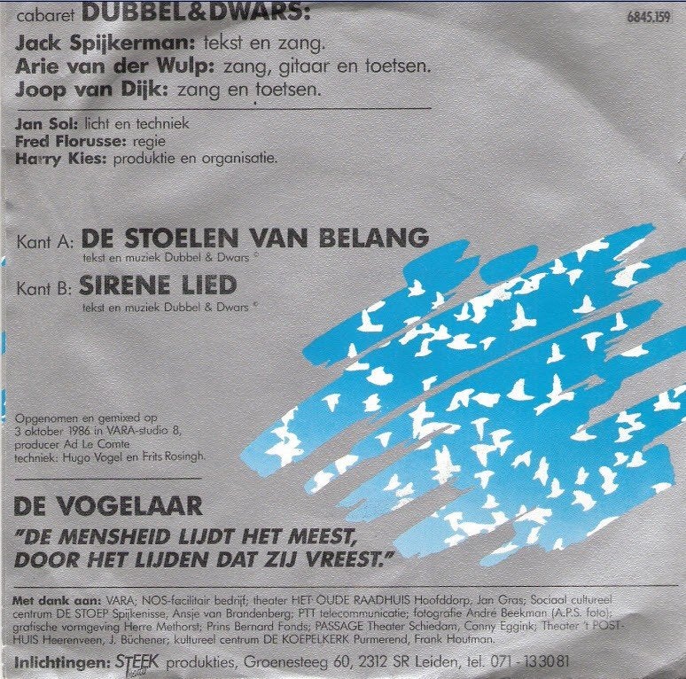 Cabaret Dubbel & Dwars - Vogelaar -vinyl Single (Spijkerman), Boeken, Ophalen, Gelezen