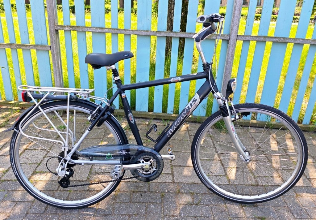 Batavus Compass CR 880 heren toerfiets mat zwart/ zilver, Ophalen, Gebruikt, Velgrem, Versnellingen