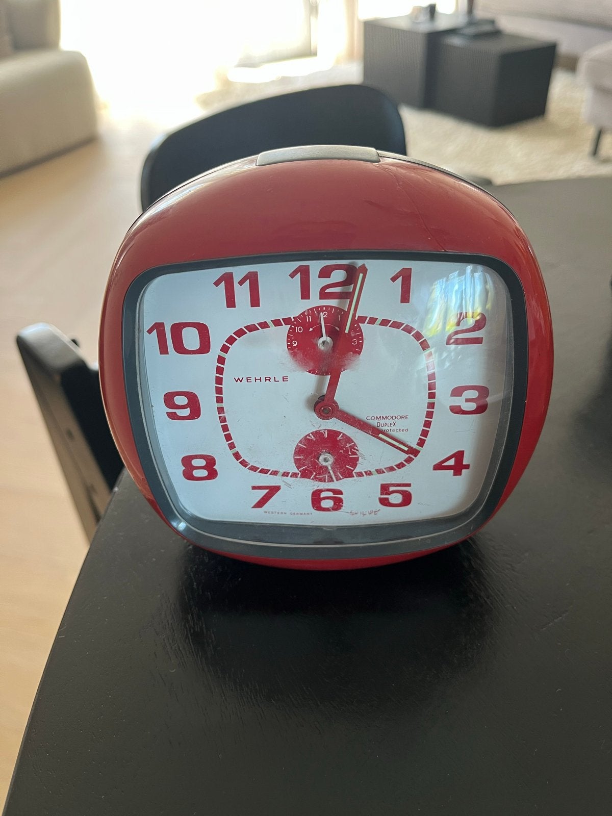 Vintage Wehrle Commodore Duplex wekker - Rood, Ophalen of Verzenden