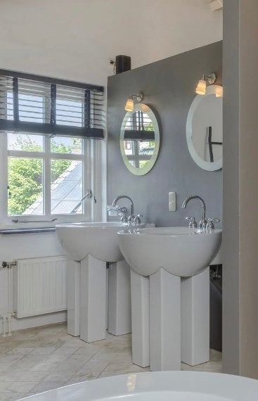 2x Duravit ronde wastafels met kranen en  met 8  zuilen, Huis en Inrichting, Ophalen, Gebruikt, 50 tot 100 cm, Minder dan 100 cm