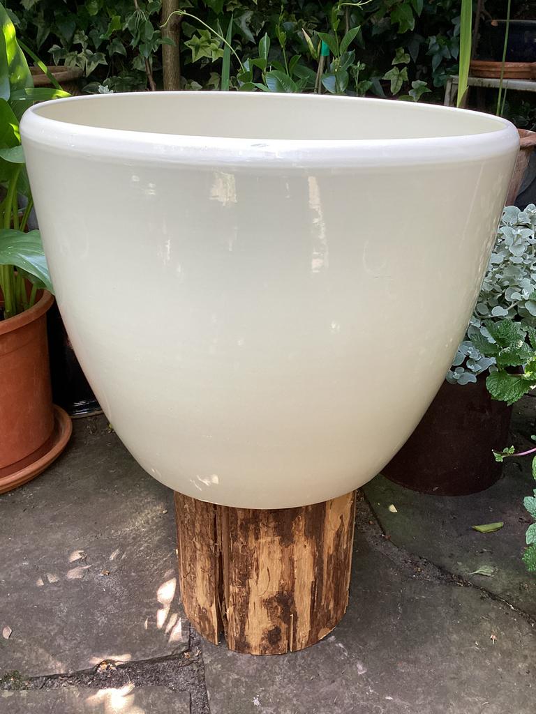grote witte bloempot- gave staat, Tuin en Terras, Bloempotten, Ophalen, 40 cm of meer, Rond, Zo goed als nieuw
