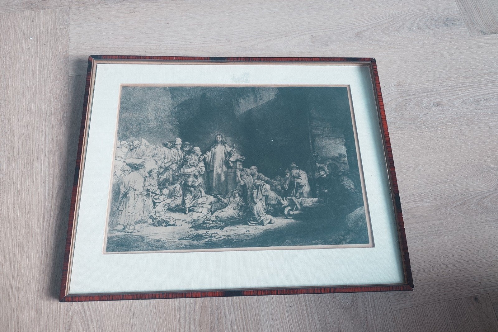 Rembrandt "Honderdguldenprent" - Ets, 28 cm, Ingelijst, Ets, Religie