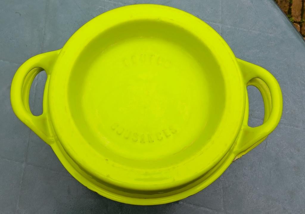 COUSANCES LE CREUSET Doufeu slow cooking appel groen (G121), Gebruikt, Gietijzer, Ophalen of Verzenden, Keramische plaat