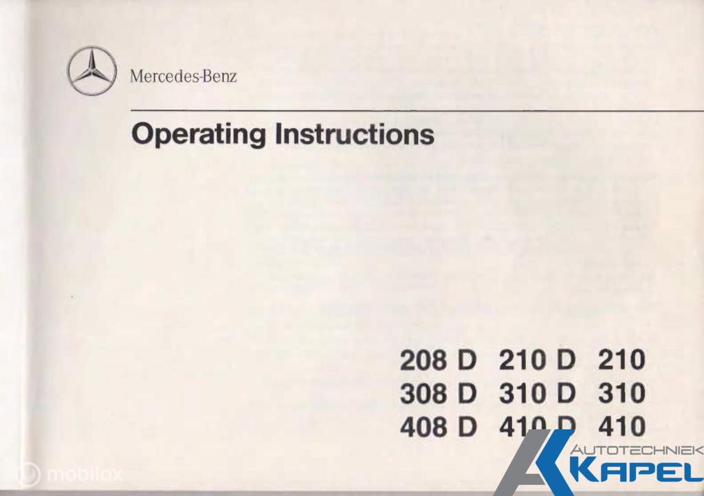 Mercedes M102 motor handleiding Online PDF handboek, Verzenden