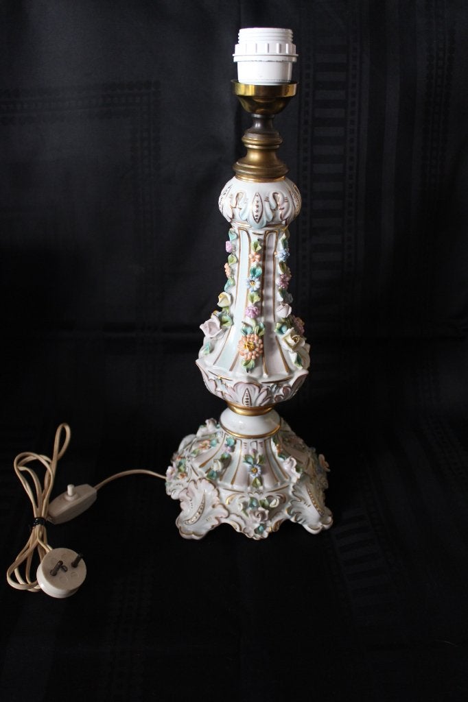 Antieke Capodimonte porseleinen lamp c 1900, Antiek en Kunst, Antiek | Porselein, Ophalen of Verzenden
