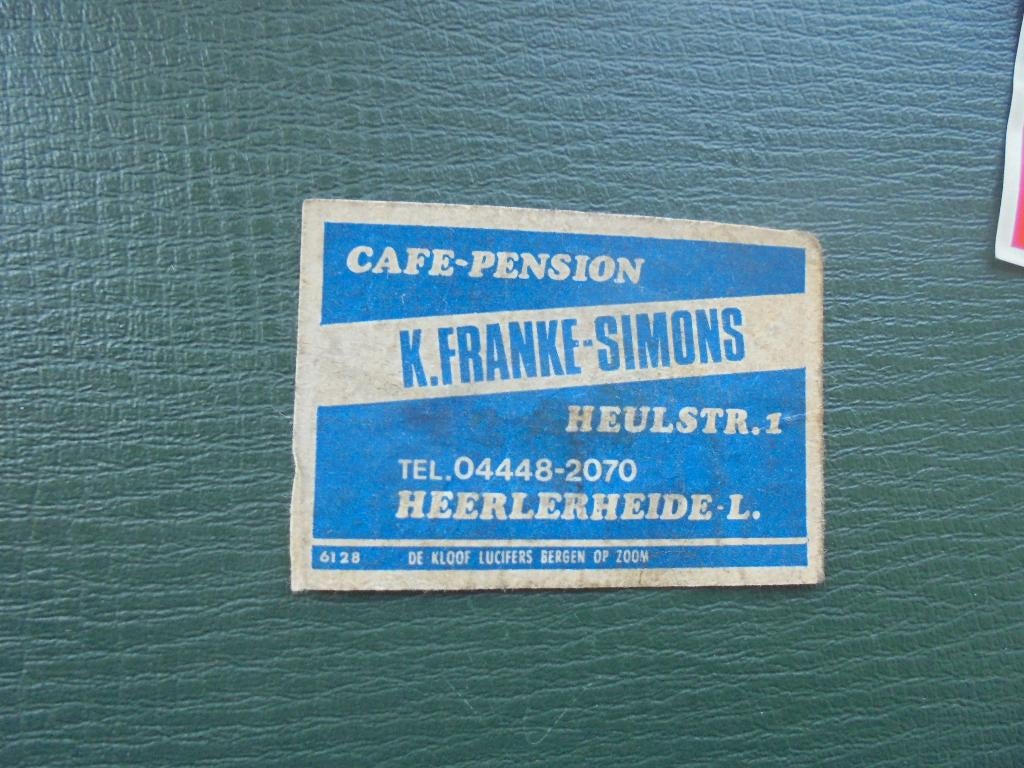 Oud lucifermerk café K. Franke-Simons in HEERLERHEIDE, Ophalen of Verzenden, Zo goed als nieuw, Luciferdoosjes of -merken