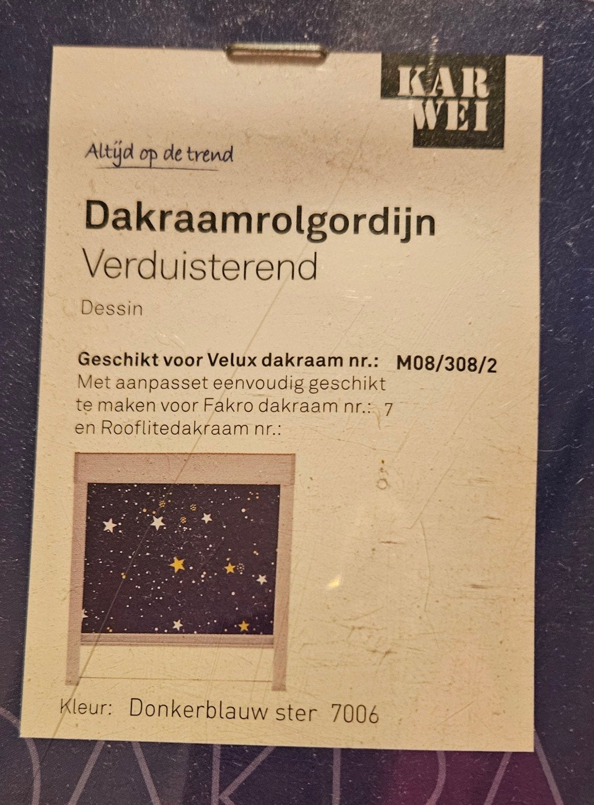 Karwei Dakraamrolgordijn Verduisterend Donkerblauw Ster, Huis en Inrichting, Karwei, Nieuw, Ophalen of Verzenden, Rolgordijn