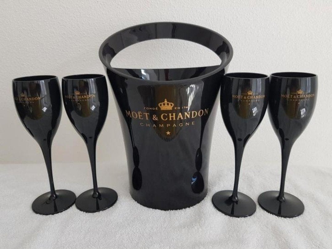 Zwarte ice-Bucket met 4 champagne flutes Nu 59,95‼️, Verzamelen, Ophalen of Verzenden, Nieuw, Overige typen
