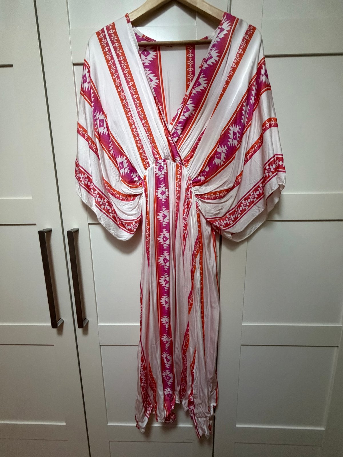 Zomerse Kaftan Jurk met Etnische Print - Made in Italy, Kleding | Dames, Jurken, Overige kleuren, Maat 42/44 (L), Ophalen of Verzenden