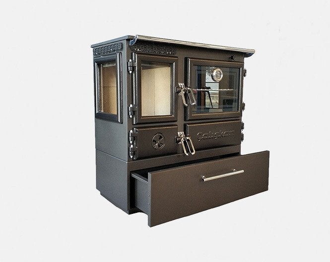 Stalen Houtkachel met oven en lade | ÇALIŞKAN Model 214 3D 7, Niet ingevuld, Niet ingevuld, Ophalen of Verzenden, Vrijstaand
