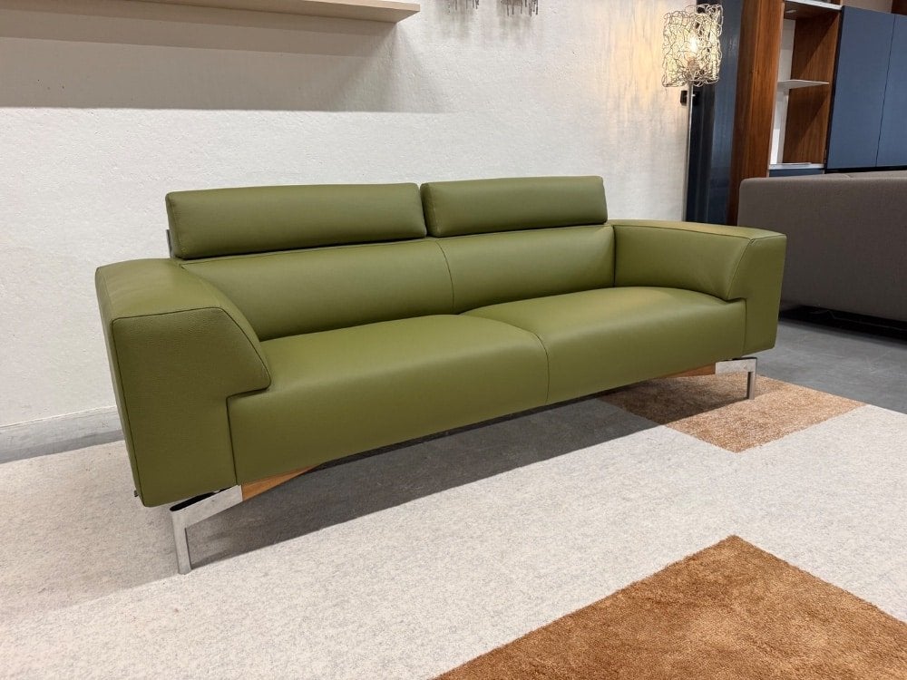 Nieuw Leolux Howlo 3 Zits Bank groen leer Design, Leolux, Info@leolux.nl, Hoekbank, Ophalen of Verzenden