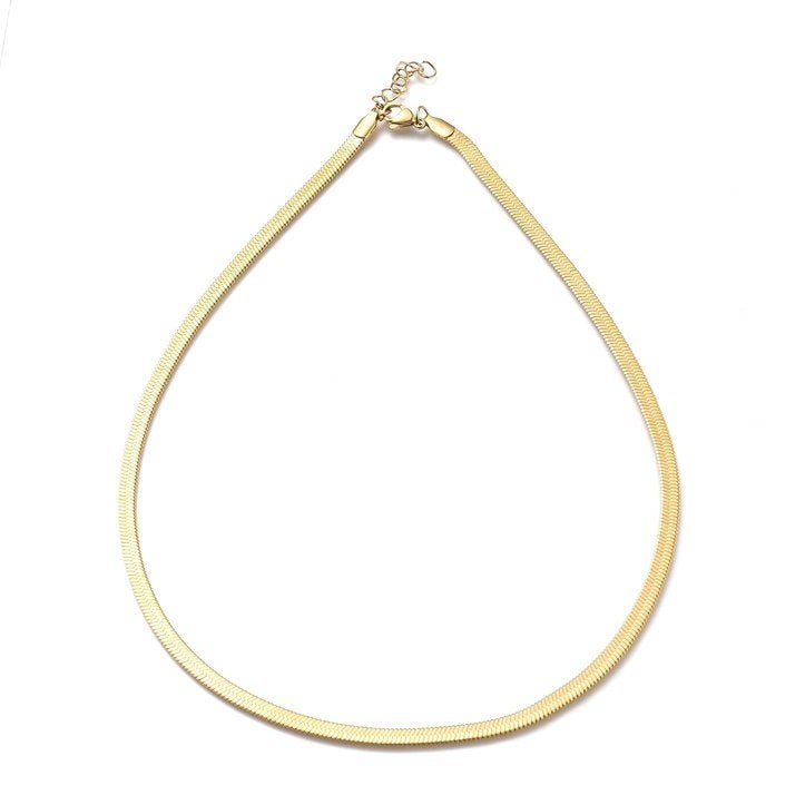 Stainless steel ketting visgraat goud 4.3mm (45cm), Overige materialen, Verstelbaar, Verzenden, Nieuw