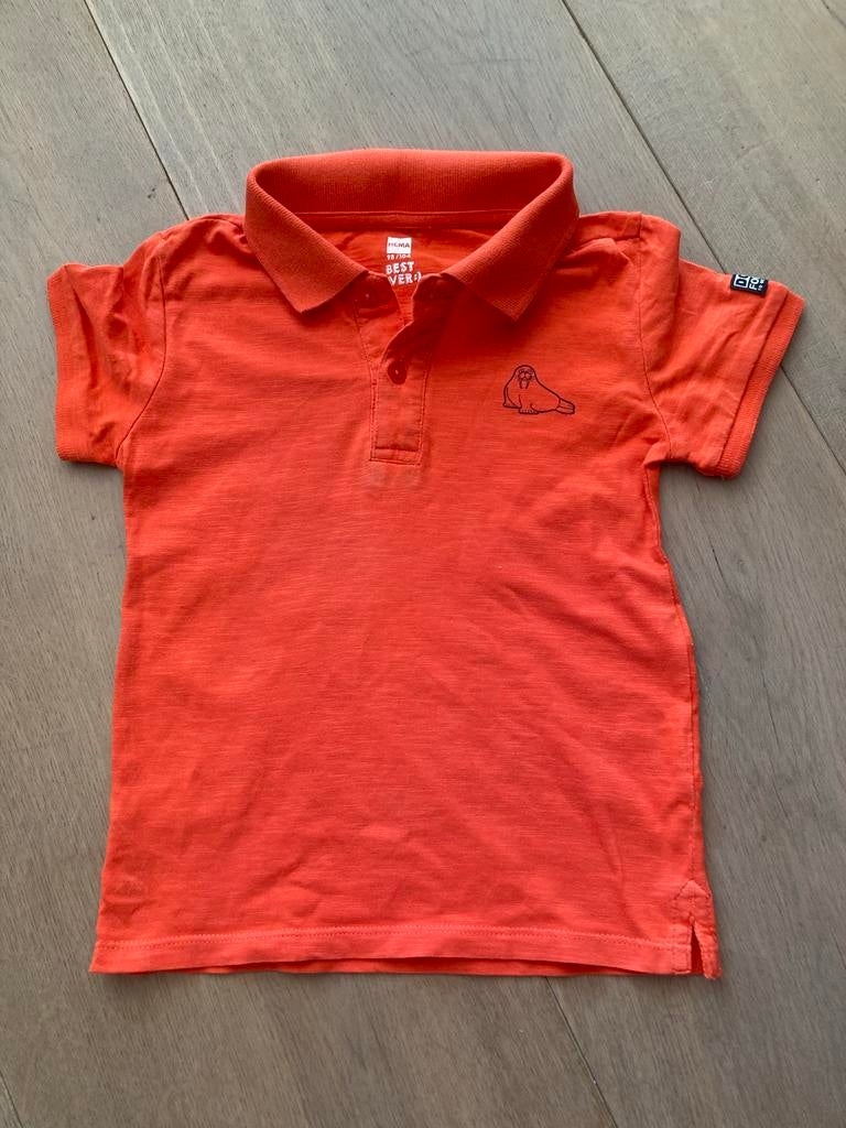 Oranje shirtje zeehondje Koningsdag/WK maat 98/104 Hema, Ophalen of Verzenden, Gebruikt, Jongen of Meisje, Shirt of Longsleeve