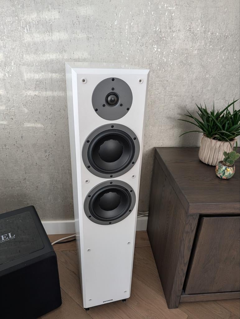 Dynaudio Emit M30 zuil luidsprekers met Emit M15c center, Ophalen, 120 watt of meer, Front, Rear of Stereo speakers, Overige merken