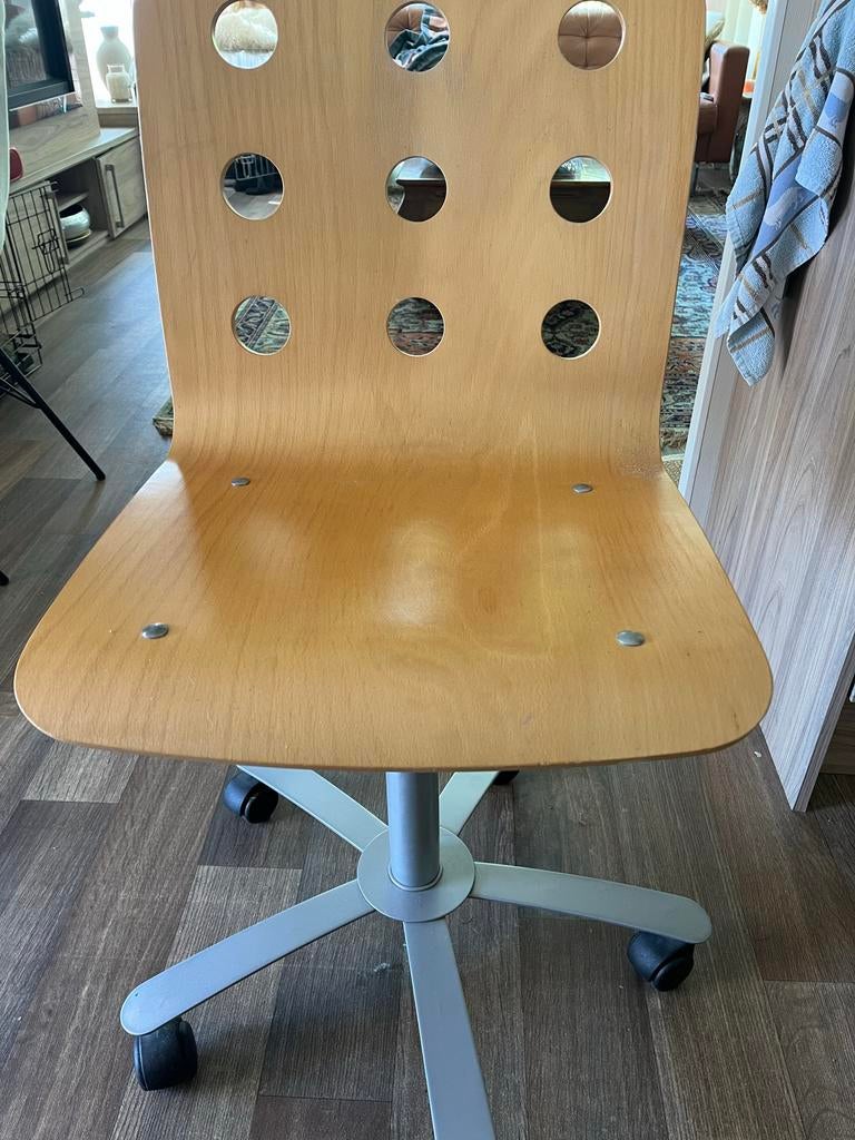 Houten bureaustoel IKEA met wielen, Ophalen, Gebruikt, Overige kleuren, Bureaustoel