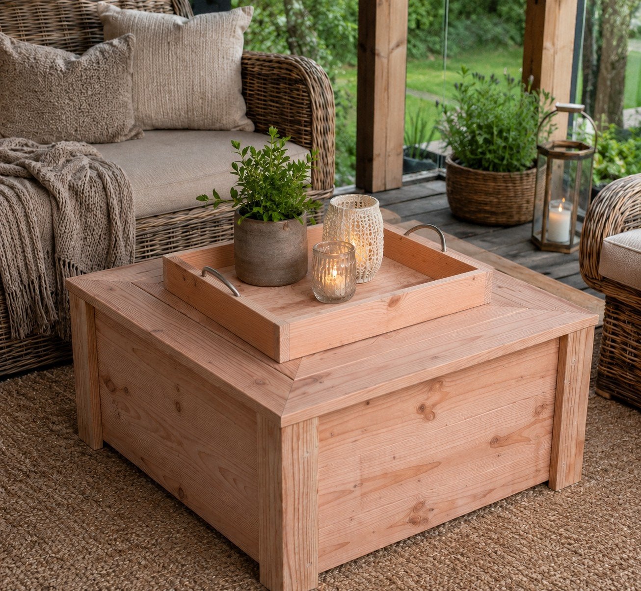Tuintafel - veranda - lounge - douglashout, Ophalen, Nieuw, Vierkant, Hout
