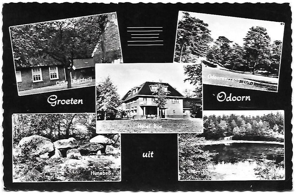 Odoorn hotel bos oude gelopen ansichtkaart ( a2089 ), Ophalen of Verzenden, 1940 tot 1960, Gelopen