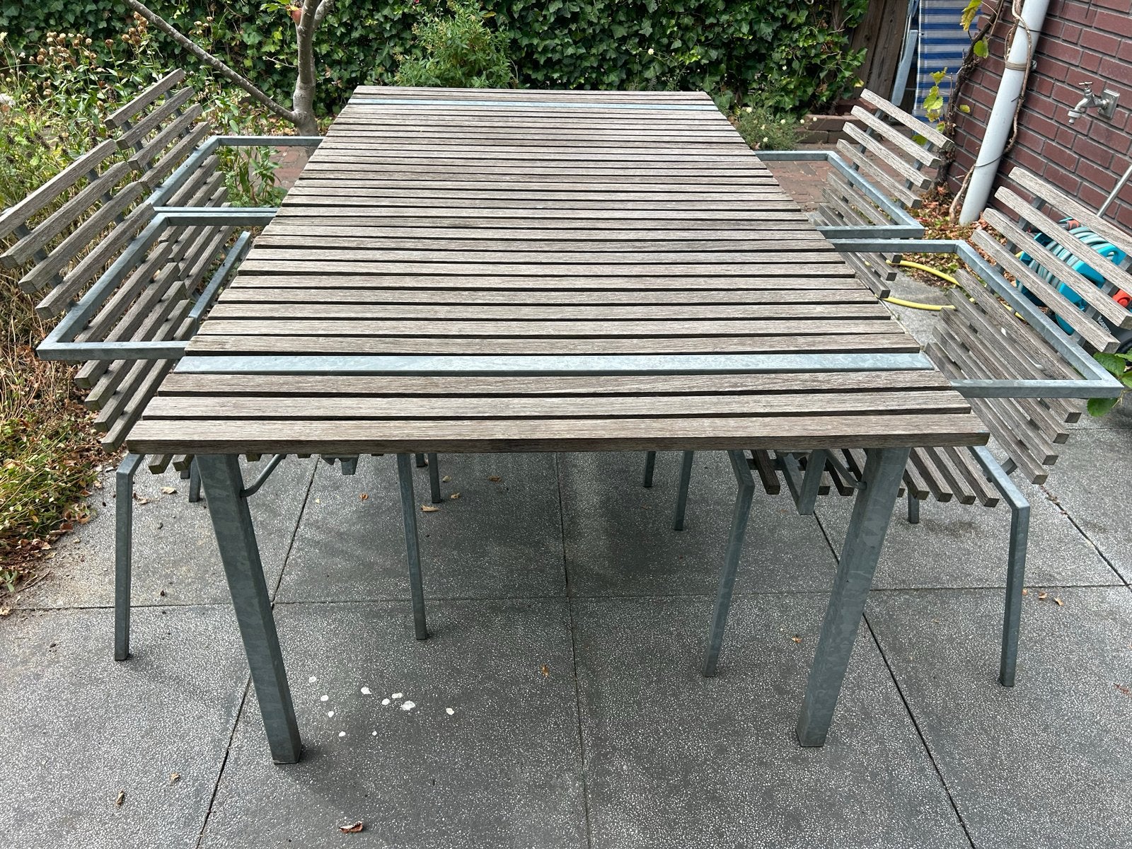 Duurzame bamboe tuinset met gegalvaniseerde poten, Tuin en Terras, Tuinsets en Loungesets, Ophalen, Overige materialen, Gebruikt