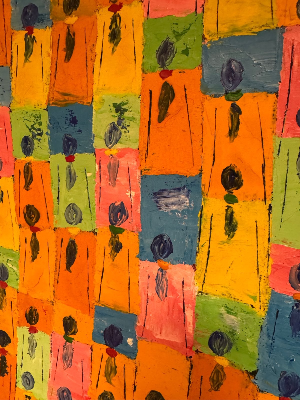 Kleurrijk schilderij uit Ubud, Bali (2004), Ophalen, Figuren, Handgeschilderd, Olieverf