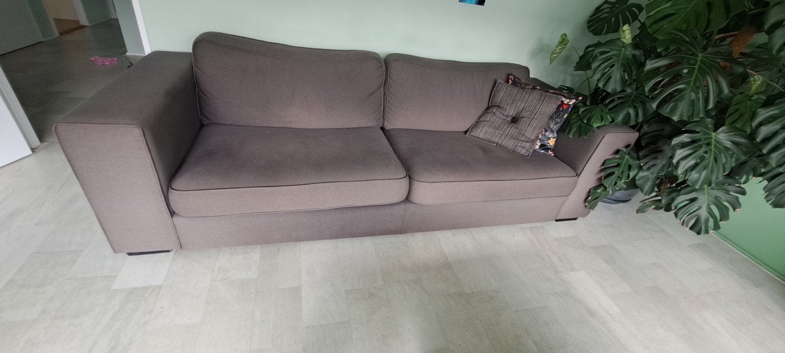 Te koop: 2 grote banken en 1 fauteuil-antraciet grijs-, Ophalen, Gebruikt