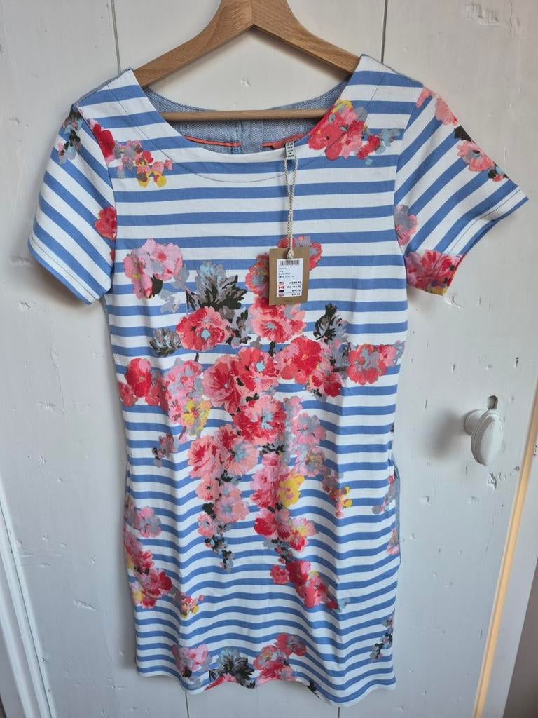 Zomers Joules jurkje streep en bloem nieuw met kaartje mt 38, Maat 38/40 (M), Blauw, Nieuw, Ophalen of Verzenden