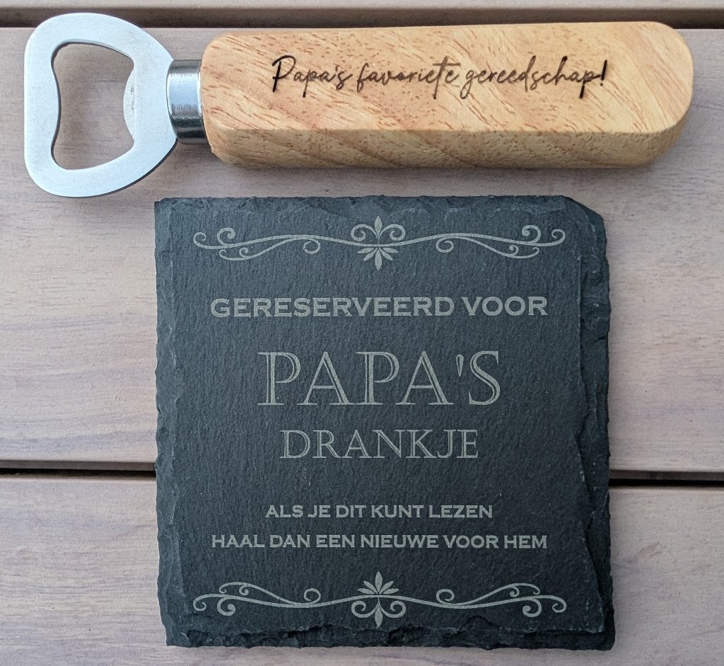Borrelset voor Papa (Onderzetter & Opener), Hout, Nieuw, Ophalen of Verzenden, Overige typen
