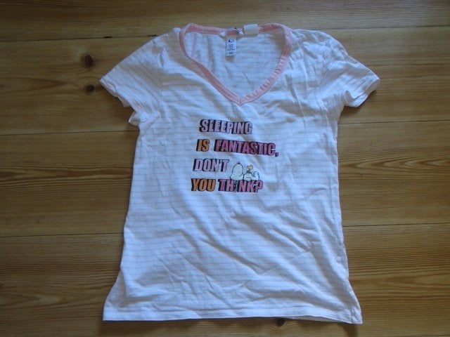 Slaap T-shirt wit roze gestreept Snoopy maat M, Kleding | Dames, H&M, Ophalen of Verzenden, Zo goed als nieuw, Maat 38/40 (M)
