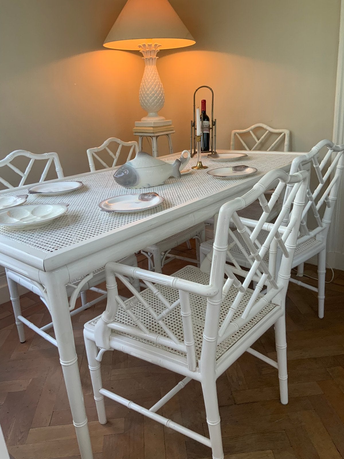 Faux bamboe tafel met evt stoelen, Antiek en Kunst, Ophalen