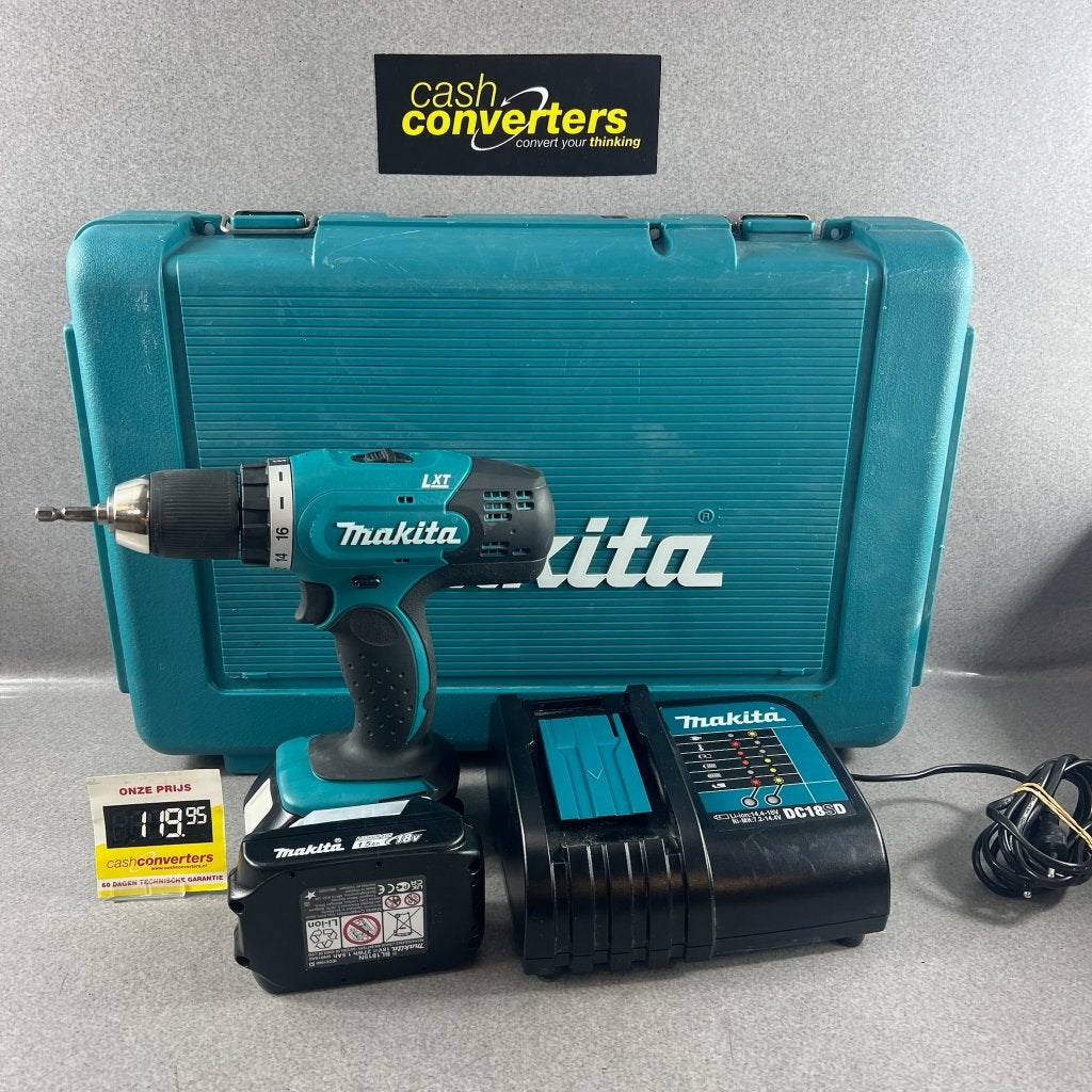 Makita DDF452 Accu schroeftol | 2xaccu,lader,koffer | 416049, Ophalen of Verzenden, Gebruikt, Minder dan 400 watt, Boor- en Schroefmachine