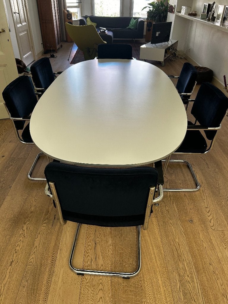 Fritz Hansen B614 Superellips matbord 240x120 wit, 100 tot 150 cm, Modern, Scandinavisch design, 200 cm of meer, Kunststof