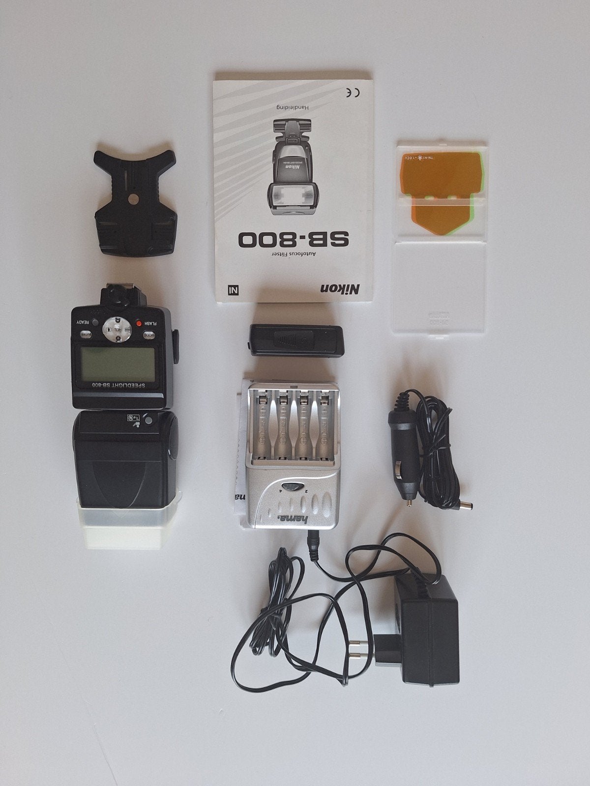Nikon SB-800 Speedlight flitser met filters en accessoires, Nikon, Gebruikt, Externe flitser, Inclusief accessoires