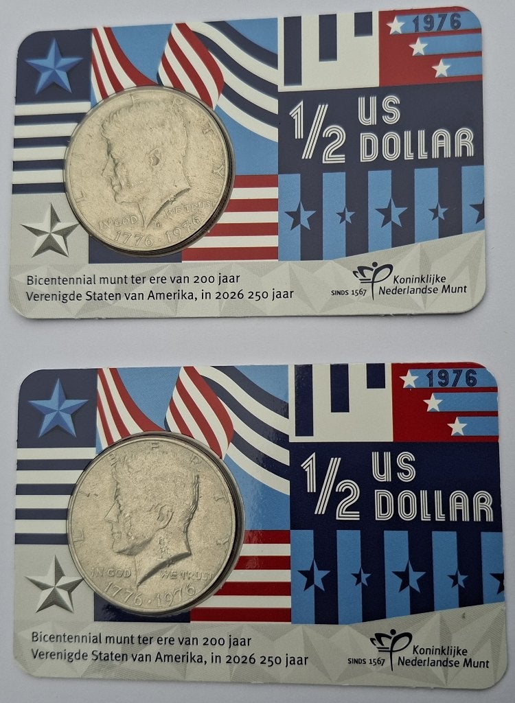 Coincard Kennedy  ½ dollar in 2 types: Denver & Philadelphia, Verzenden, Vóór koninkrijk, Overige waardes, Setje