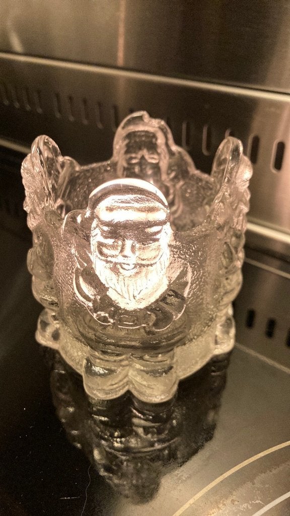 Vintage kerstman waxinelichthouder glas Nybro? Sweden, Verzenden