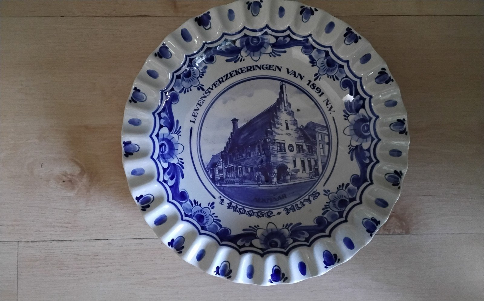 Delfts Blauw sierbord 'Het Hooge Huys' - Verzekeringen, Ophalen