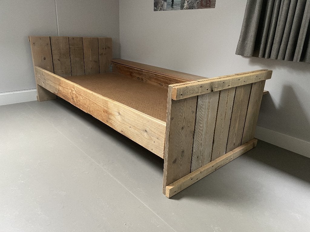 Bed steigerhout 1 persoons, Ophalen, Gebruikt, 90 cm, Eenpersoons