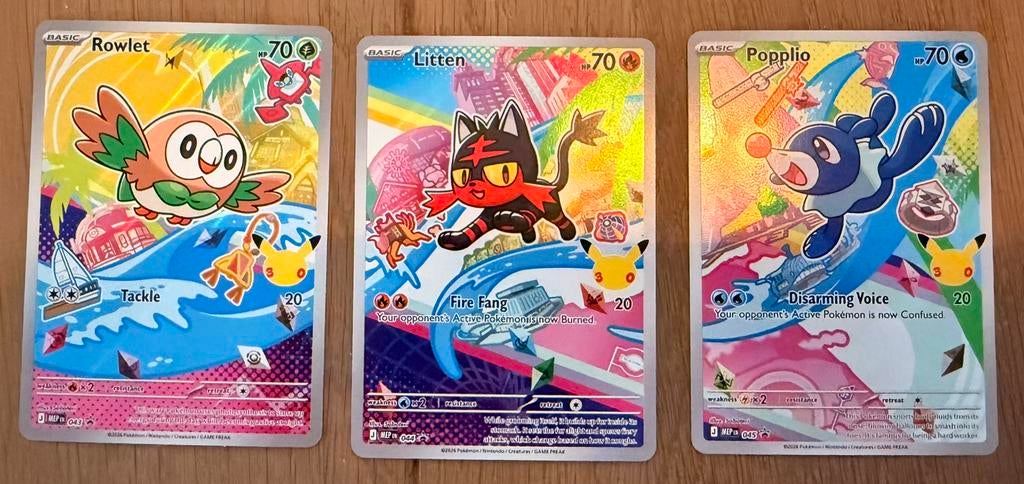 Pokemon First Partner Illustration, 3 stuks, Gen 7, Hobby en Vrije tijd, Spaarzegeltjes, Ophalen of Verzenden, Overige typen