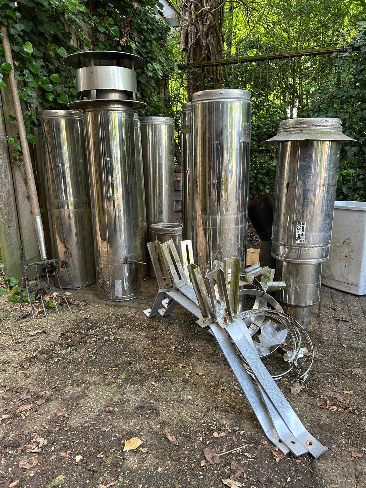 Dubbel wandige rvs kachelpijpen, Ophalen, Gebruikt, 6 meter of meer, Rvs